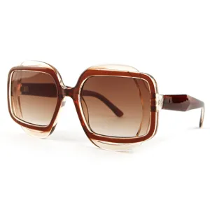 Oversized polygon retro sunglasses with gradient lenses for women fashion wear stylish.