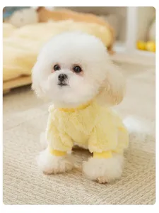 Vetement chaud en polaire jaune pour chien et chat, adorable pull d'hiver pour petit chiot.