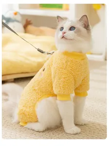 Winter warm cat fleece four-leg clothes cute pet apparel for small dogs and kittens thick soft cozy