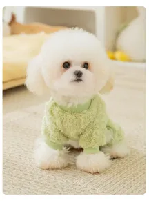 Pull polaire vert confortable pour chien hiver vêtement animal à quatre pattes chaud duveteux