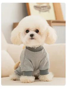Cute grey pet four-legged clothes for small dogs cats autumn winter warm thermal wear.