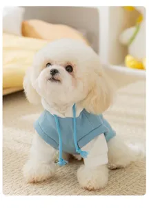 Cute dog hoodie winter warm pet clothes for small dogs cats cute teddy bichon pet apparel blue