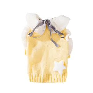Schattige huisdier gebreide trui warme winter kat hond kleding met strik en ster prinses