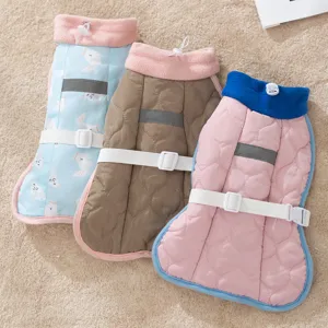 Autumn Winter Warm Pet Dog Vest Casual Padded Jacket Cute Print Windproof Cold Weather Clothes For Small Medium Dogs