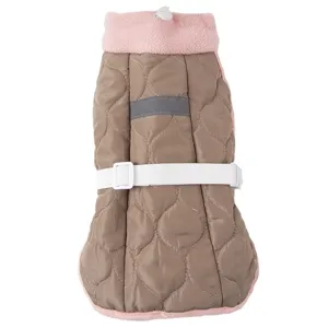 Winter warm pet dog vest padded clothes small dogs cats stylish fleece collar reflective strip