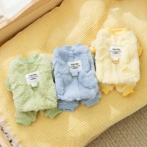 Automne Hiver Chaud Chien De Compagnie Polaire Vêtements Combinaison À Quatre Pattes Avec Anneau D Manteau De Chien Macaron Minimaliste