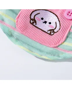 Summer colorful striped pet clothes with cute puppy embroidery pocket, ideal for small dogs and cats.