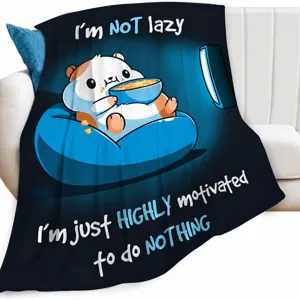 Cute Hamster Cartoon Flannel Blanket Soft Cozy Warm Plush Throw Blanket For Women Girls Home Party Gift