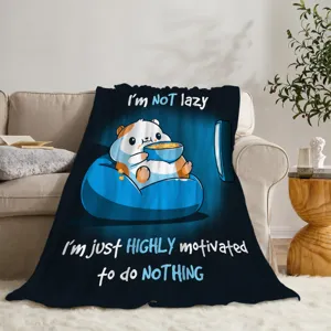 Detailed view of the cute hamster flannel blanket, ultra-soft plush throw for cozy living.