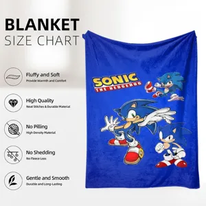 Sonic the Hedgehog blue flannel blanket, soft and cozy fleece throw for anime fans.