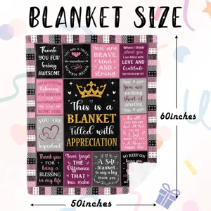 Cozy flannel throw blanket with appreciation quotes and crown design, 50x60 inches size.