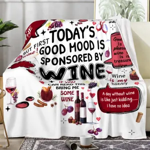 Wine themed plush fleece blanket soft cozy throw blanket for living room sofa home decor