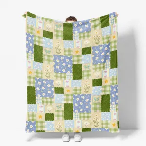 Spring Summer Flannel Blanket Colorful Tulip Butterfly Soft Plush Fleece Throw Blanket For Home Bedroom Bed Sofa