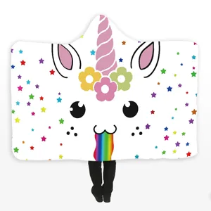 Couverture a capuche licorne peluche cape imprimé dessin animé mignon epais chaud hiver
