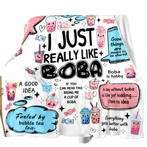 Cozy bubble tea fleece throw blanket cute boba aesthetic plush soft bed sofa blanket