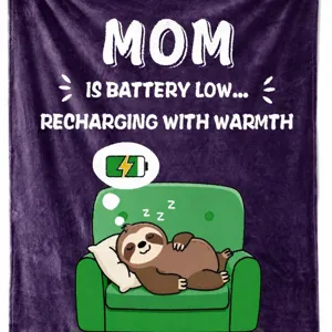 Mama flanellen deken met schattige luiaard grafisch en warm citaat voor verjaardagscadeau.