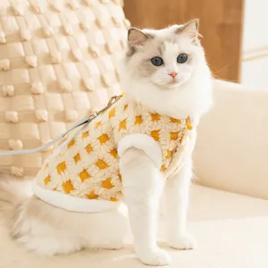 Cute winter cat fleece vest warm pet clothes for small dogs kittens two-legged apparel