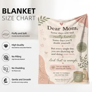 Cozy Mother's Day flannel blanket with warm inspirational quote, soft and comfortable home decor.