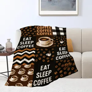 Flannel Throw Blanket Soft Cozy Warm Fleece Blanket For Couch Bed Coffee Theme Printed Blanket Living Room Home Decor