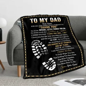 Custom Dad Message Blanket Soft Flannel Father's Day Gift Warm Throw Blanket for Dad