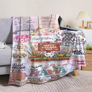 Mother's Day flannel blanket cozy throw gift for mom warm soft nap blanket floral print