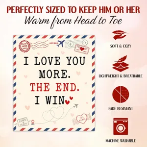 I Love You More Throw Blanket Soft Cozy Lightweight Microfiber Blanket for Coup Gift 60x50
