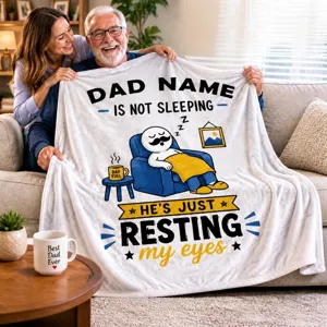 Cozy father day fleece blanket gift with funny graphic print, soft throw for dad home.