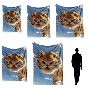 Funny tiger face flannel blanket soft cozy throw blanket multiple sizes available for home