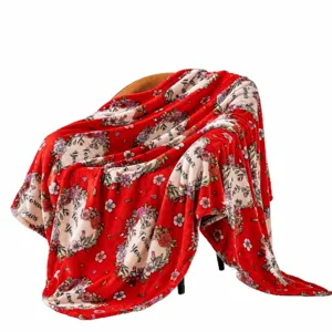 Coperta plaid felpata floreale rossa morbida coperta in pile caldo regalo donne e famiglia