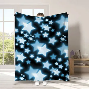 Coperta in flanella con stelle blu morbida e calda copridivano per letto soggiorno