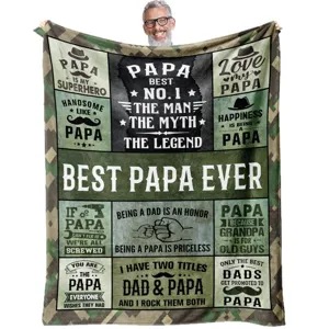 Custom Dad Flannel Blanket Father's Day Gift Best Papa Ever Personalized Blanket