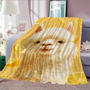 Morbida coperta in flanella alpaca con fantasia limoni per riposo e uso domestico.