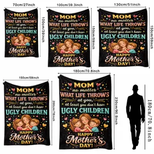 Mother's Day fleece blanket cozy flannel throw custom family gift multi-size chart