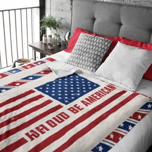 American Flag Fleece Throw Blanket Patriotic Soft Warm Cozy Bed Blanket for Living Room Bedroom Home Decor
