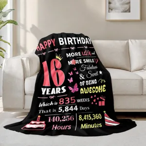 16. Geburtstag personalisierte Decke weiche Fleece Wohndecke für Teenager Mädchen Dekoration