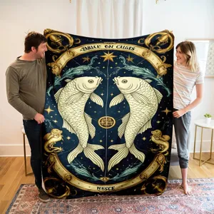 Pisces constellation flannel blanket astrology star night sky cozy throw blanket for home