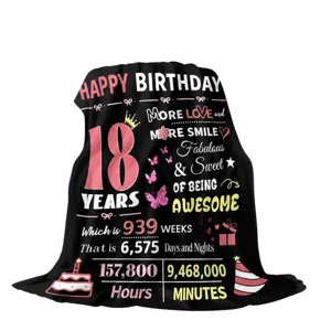 Personalisierte Geburtstag Fleecedecke für Mädchen 18. Jubiläum, kuschelig und weich.