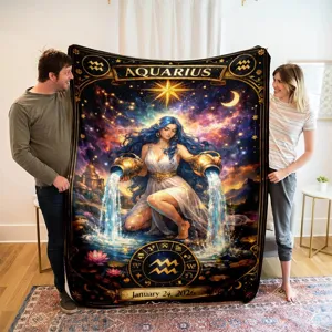 Aquarius Zodiac Starry Sky Flannel Blanket Warm Soft Astronomy Constellation Nap Blanket