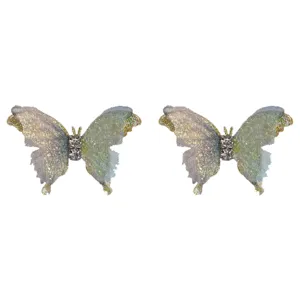 Süße Mesh Strass Schmetterling Ohrringe für Damen, elegante Spitzen Silber Nadel Ohrstecker.
