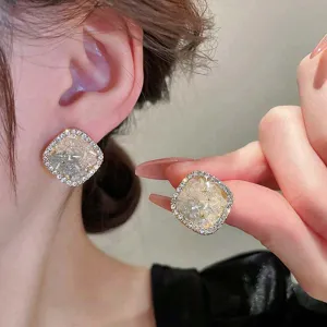 Orecchini quadrati vintage con mosaico di cristalli di strass gioielli di moda donna