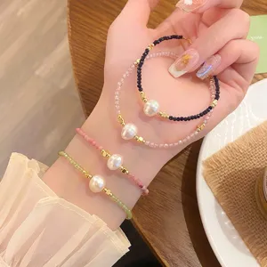 Freshwater Pearl Crystal Beaded Bracelet Sweet Ins Style Zirconia Alloy Charm Bracelets For Women Fashion Jewelry