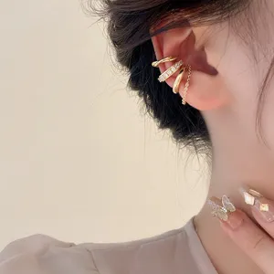 Minimalistisch Kupfer Geometrisch Zirkonia Ohrklemmen Set Gold Silber Plattiert Quaste Kette Ohrclips Ohne Piercing Knorpel Ohrringe Für Damen Schmuck
