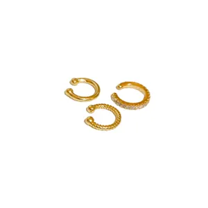 Gold Ohrklemmen Set minimalistische geometrische Ohrringe Damen Schmuck Accessoire