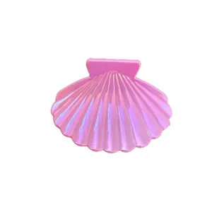 Pink acrylic shell hair claw clip sweet vacation style hair accessory for women daily wear