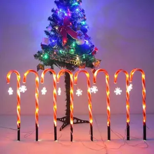 Solar kerst suikerstok pad verlichting, kleurrijke LED tuinpaal decoratielamp.
