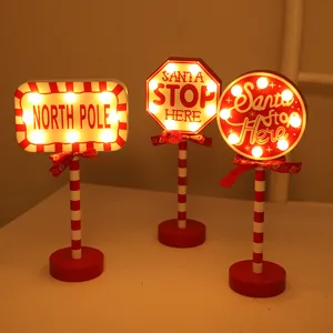Kerst houten tafel LED lichtborden set, feestelijke decoratieve lampen voor de kerstperiode.