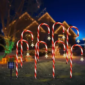 Solar Kerst zuurstok pad verlichting buiten tuin gazon decoratieve lampen met ster accenten.