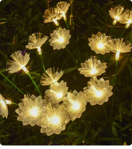 Lampe de jardin solaire à fibre optique LED éclairage décoratif extérieur pour pelouse et cour.