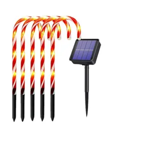 Solar Kerst zuurstok tuinverlichting met zonnepaneel, buitenpad grondsteker.