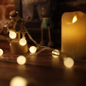 Frosted LED ball string lights for warm bedroom decor, Christmas party lighting and romantic atmosphere.
